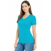 T-shirt Damski turkusowy dekolt w serek roz. L